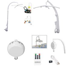 Load image into Gallery viewer, Baby Music Box Rotary Mobile Crib Bed Clockwork Movement Mobile Musical Newborn Bell Crib Holder Arm Bracket Wind-up rattle toys